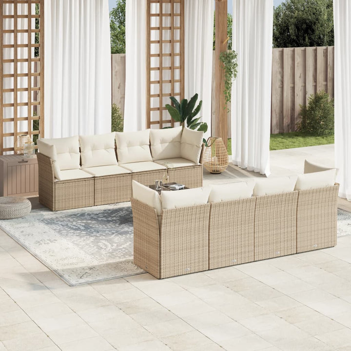 Set Mobilier De Grădină Cu Perne, 9 Piese, Negru, Poliratan