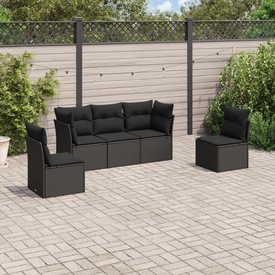 Set Mobilier De Grădină Cu Perne, 5 Piese, , Poliratan