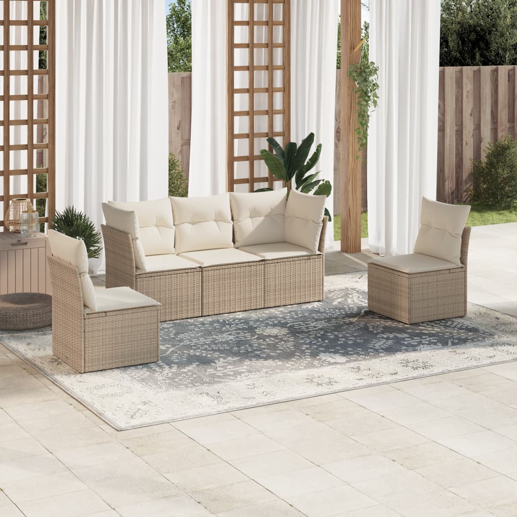 Set Mobilier De Grădină Cu Perne, 5 Piese, , Poliratan