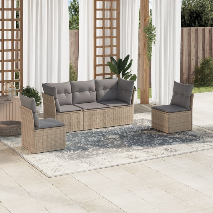 Set Mobilier De Grădină Cu Perne, 5 Piese, , Poliratan
