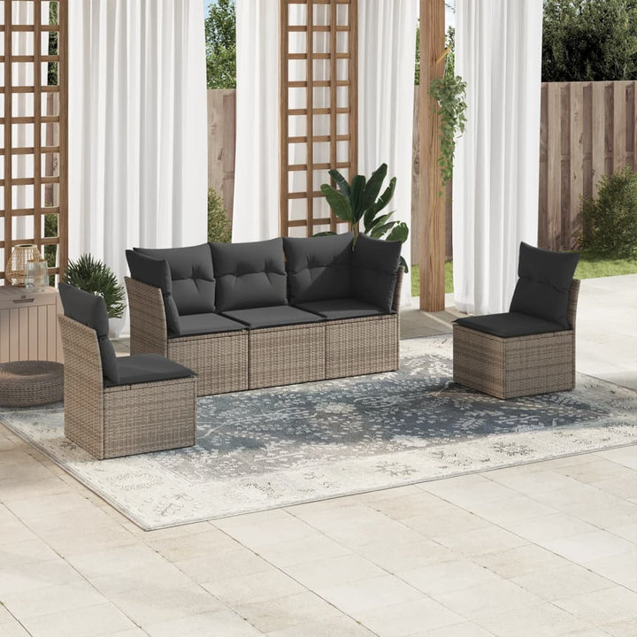 Set Mobilier De Grădină Cu Perne, 5 Piese, , Poliratan
