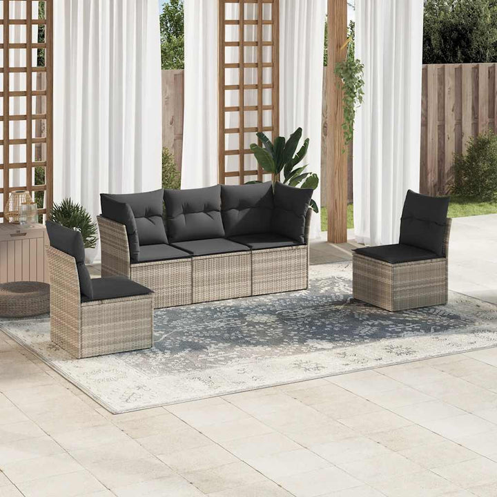 Set Mobilier De Grădină Cu Perne, 5 Piese, , Poliratan