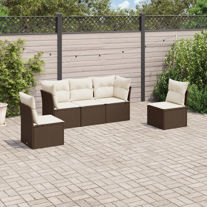Set Mobilier De Grădină Cu Perne, 5 Piese, , Poliratan