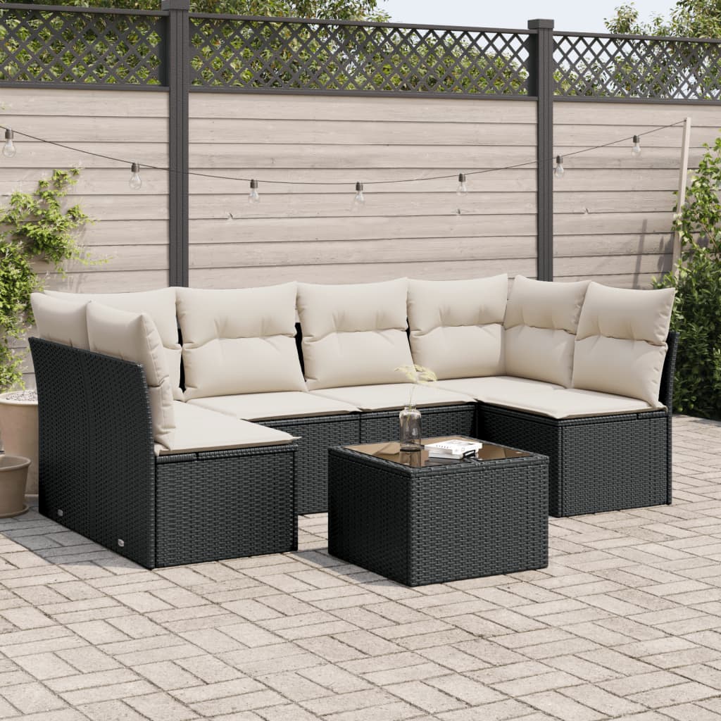 Set Canapele De Grădină Cu Perne, 6 Piese, Bej, Poliratan