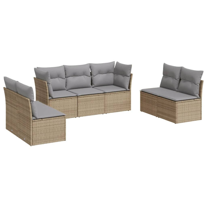 Set Canapele De Grădină, 7 Piese, Cu Perne, Bej, Poliratan