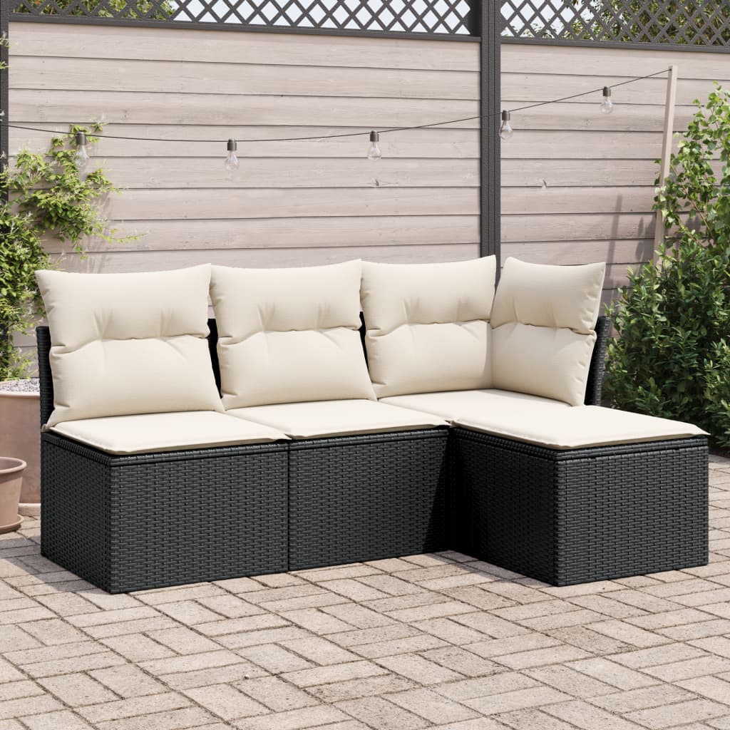 Set Canapele De Grădină, 4 Piese, Cu Perne, Bej, Poliratan