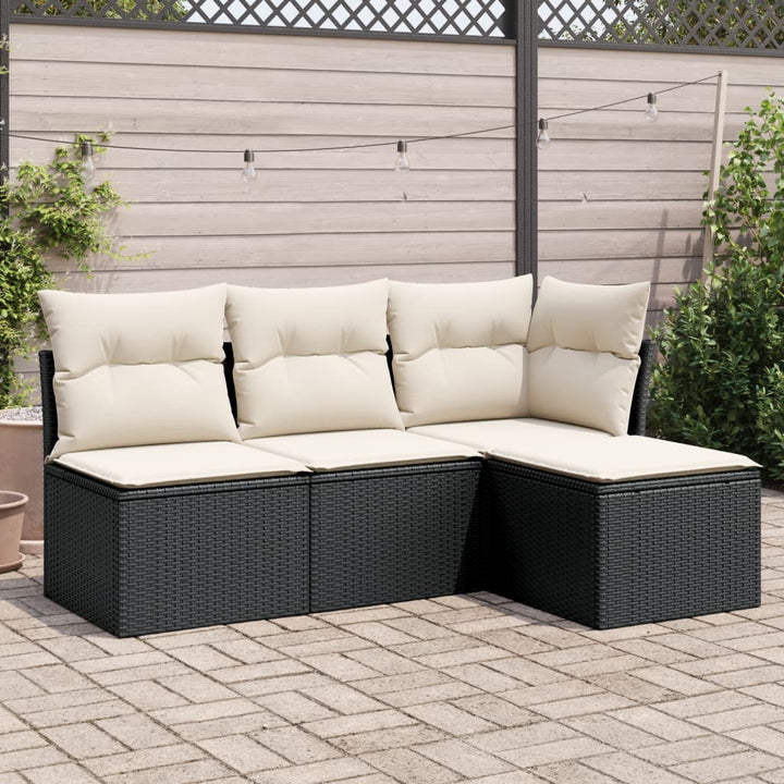 Set Canapele De Grădină, 4 Piese, Cu Perne, Bej, Poliratan