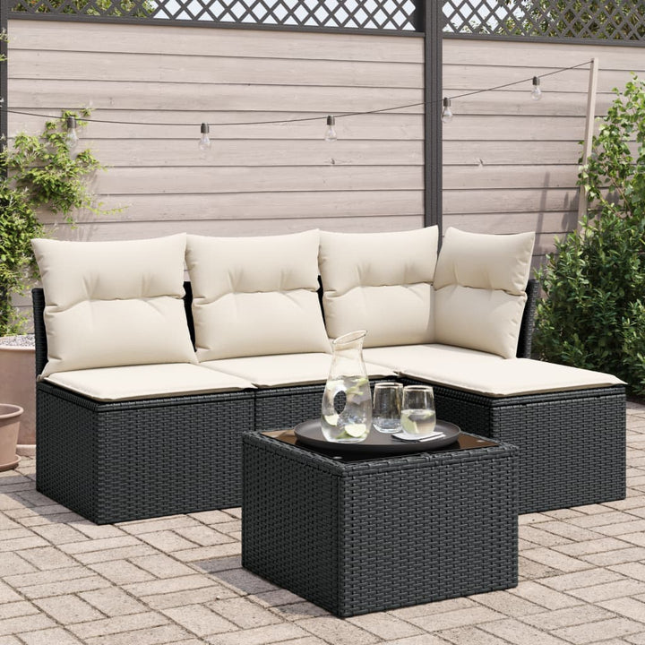 Set Canapele De Grădină, 4 Piese, Cu Perne, Bej, Poliratan