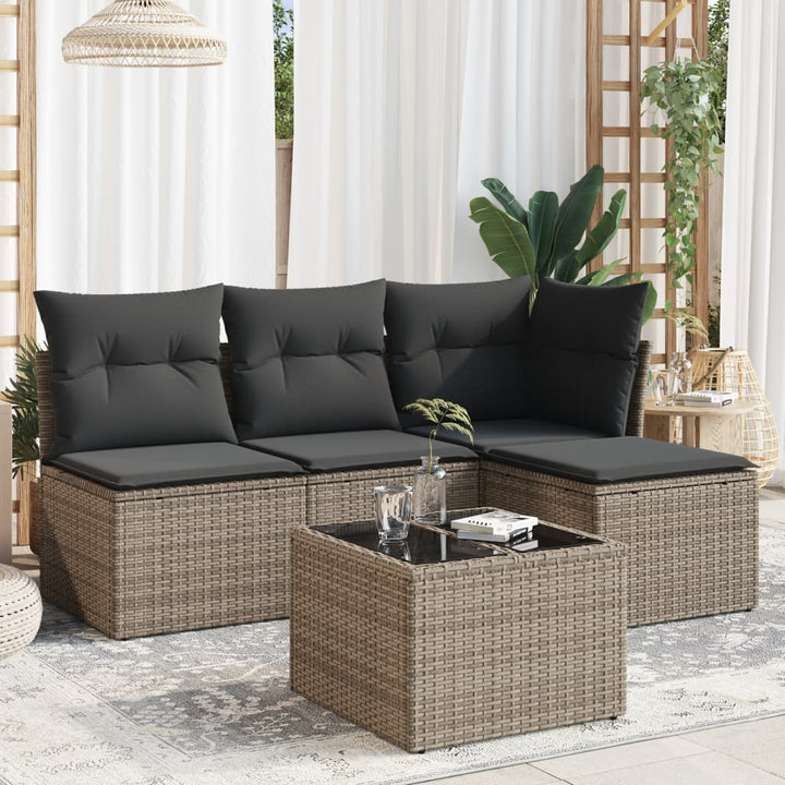 Set Canapele De Grădină, 4 Piese, Cu Perne, Bej, Poliratan
