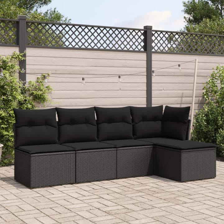 Set Canapele De Grădină Cu Perne, 5 Piese, Bej, Poliratan