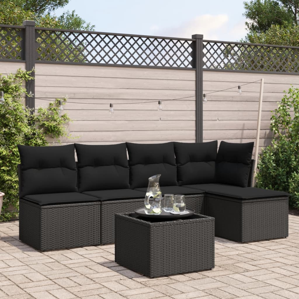 Set Canapele De Grădină Cu Perne, 5 Piese, Bej, Poliratan