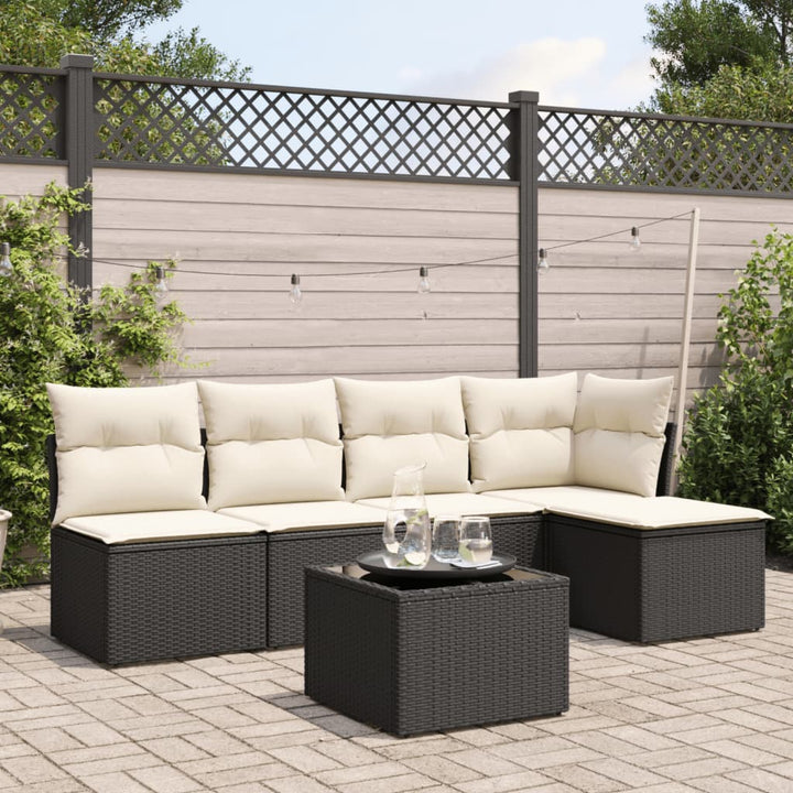 Set Canapele De Grădină Cu Perne, 5 Piese, Bej, Poliratan