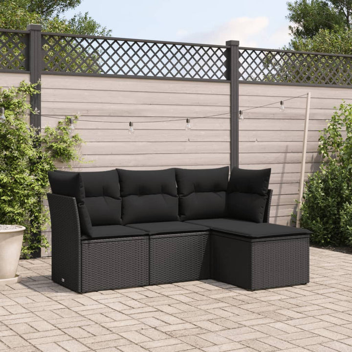 Set Canapele De Grădină Cu Perne, 5 Piese, Maro, Poliratan