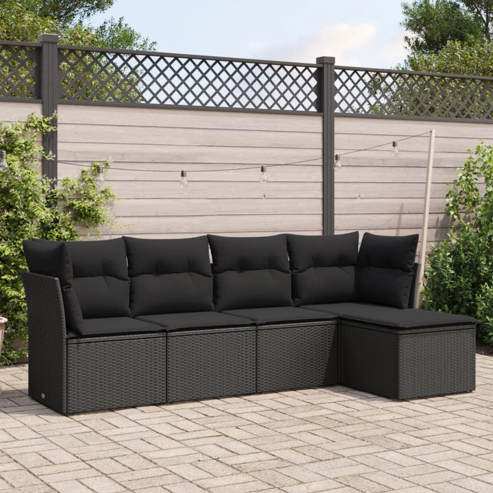 Set Canapele De Grădină Cu Perne, 5 Piese, Bej, Poliratan