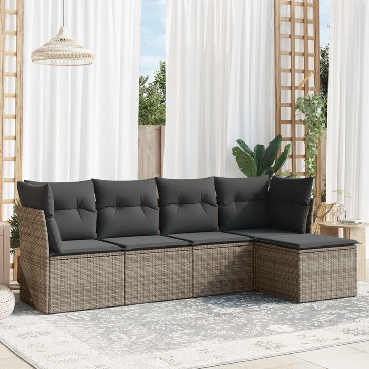 Set Canapele De Grădină Cu Perne, 5 Piese, Bej, Poliratan