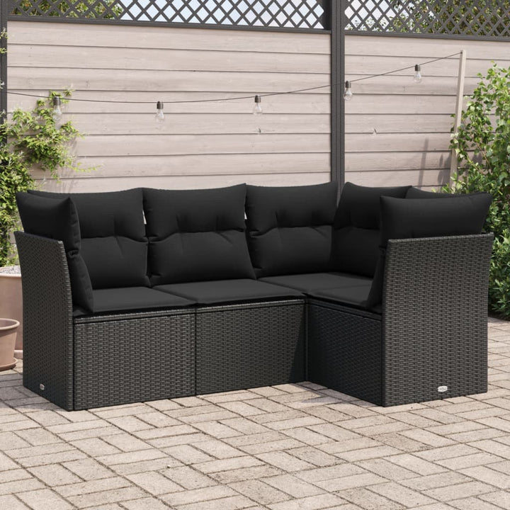 Set Canapele De Grădină, 4 Piese, Cu Perne, Bej, Poliratan
