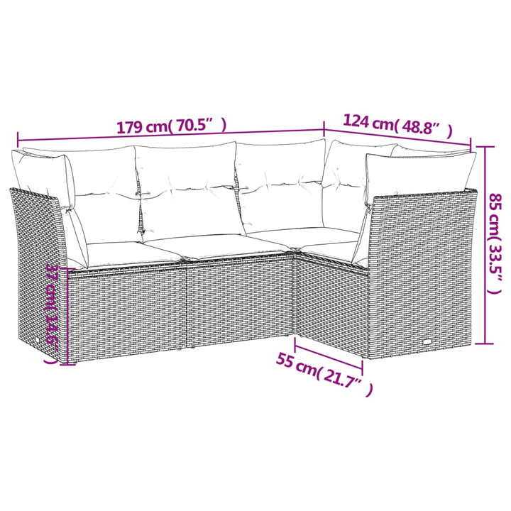 Set Canapele De Grădină, 4 Piese, Cu Perne, Bej, Poliratan