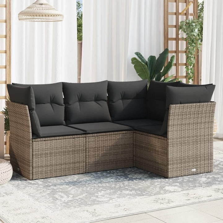 Set Canapele De Grădină, 4 Piese, Cu Perne, Bej, Poliratan