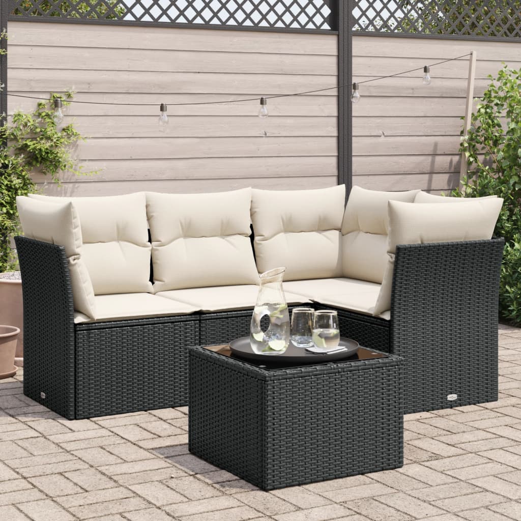 Set Canapele De Grădină, 4 Piese, Cu Perne, Bej, Poliratan