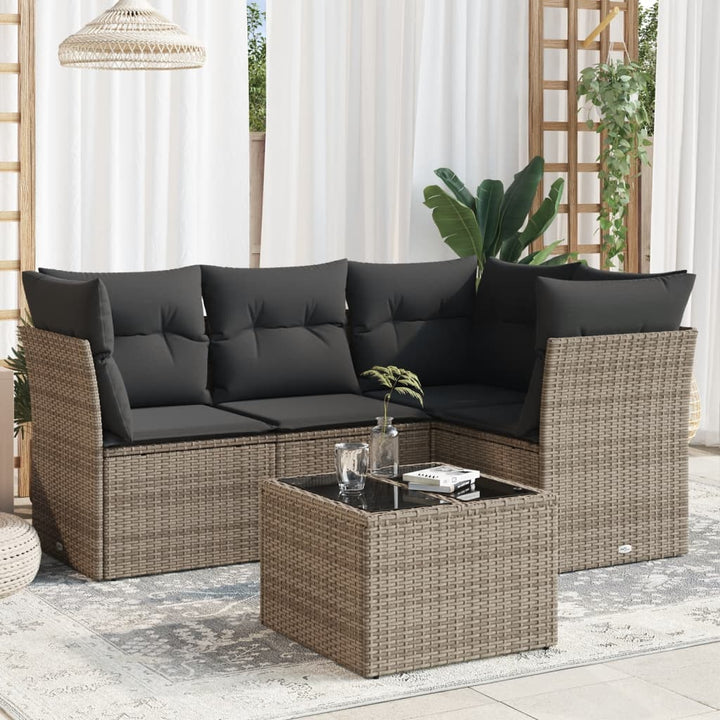 Set Canapele De Grădină, 4 Piese, Cu Perne, Bej, Poliratan