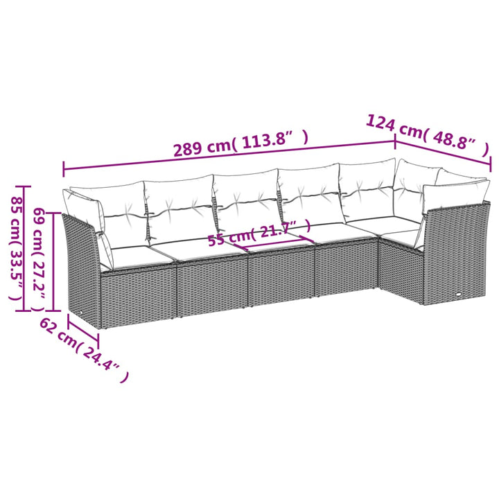 Set Mobilier De Grădină Cu Perne, 6 Piese, , Poliratan