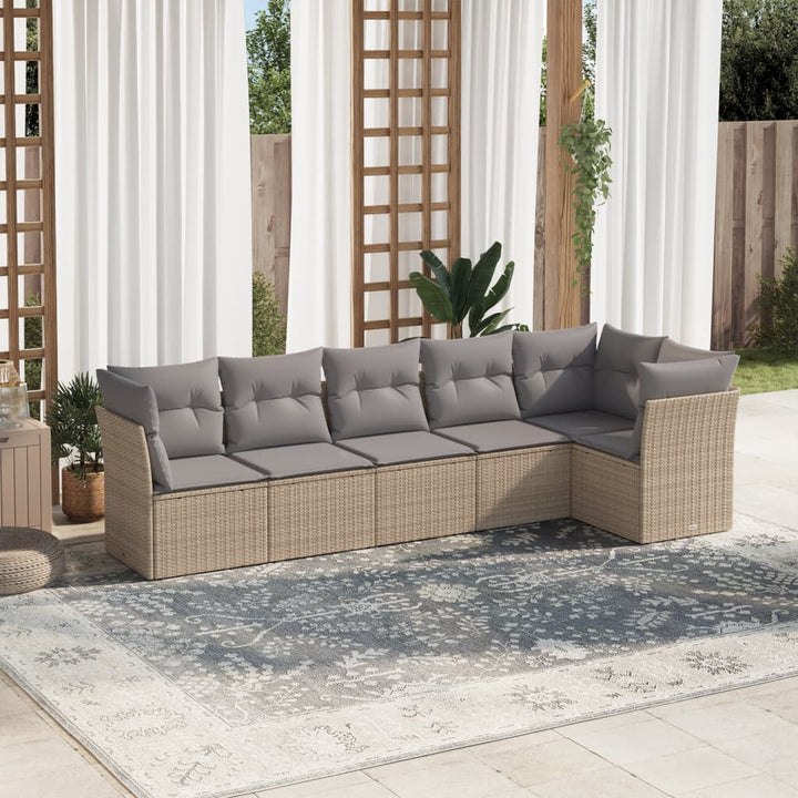 Set Mobilier De Grădină Cu Perne, 6 Piese, , Poliratan