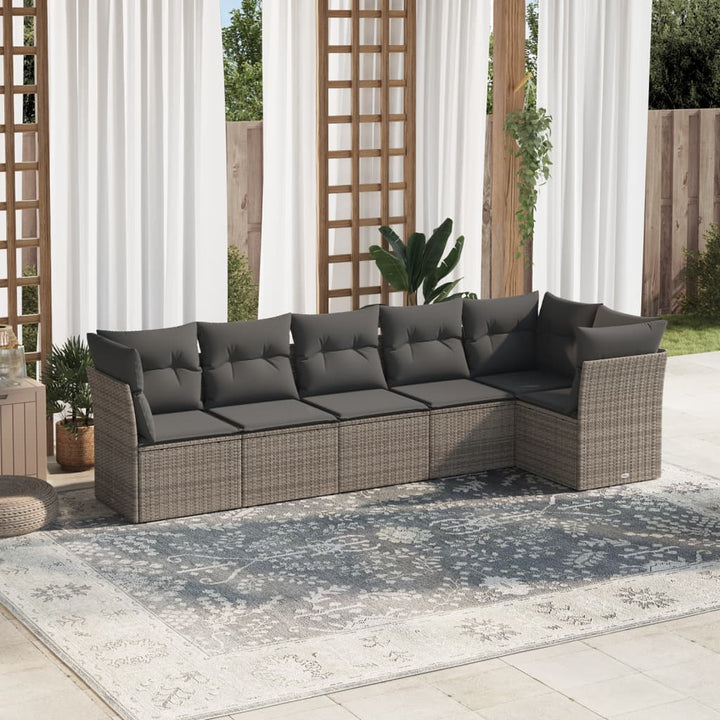 Set Mobilier De Grădină Cu Perne, 6 Piese, , Poliratan