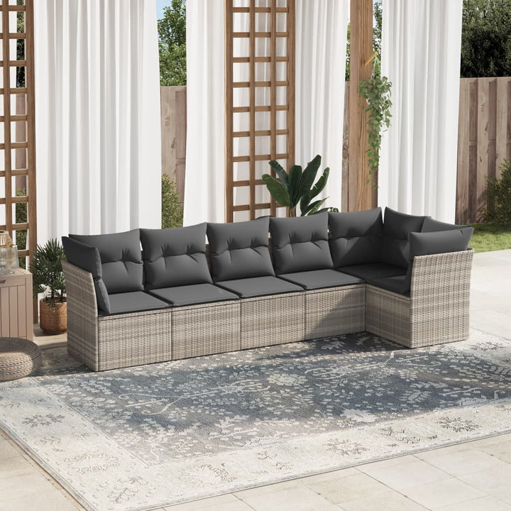 Set Mobilier De Grădină Cu Perne, 6 Piese, , Poliratan