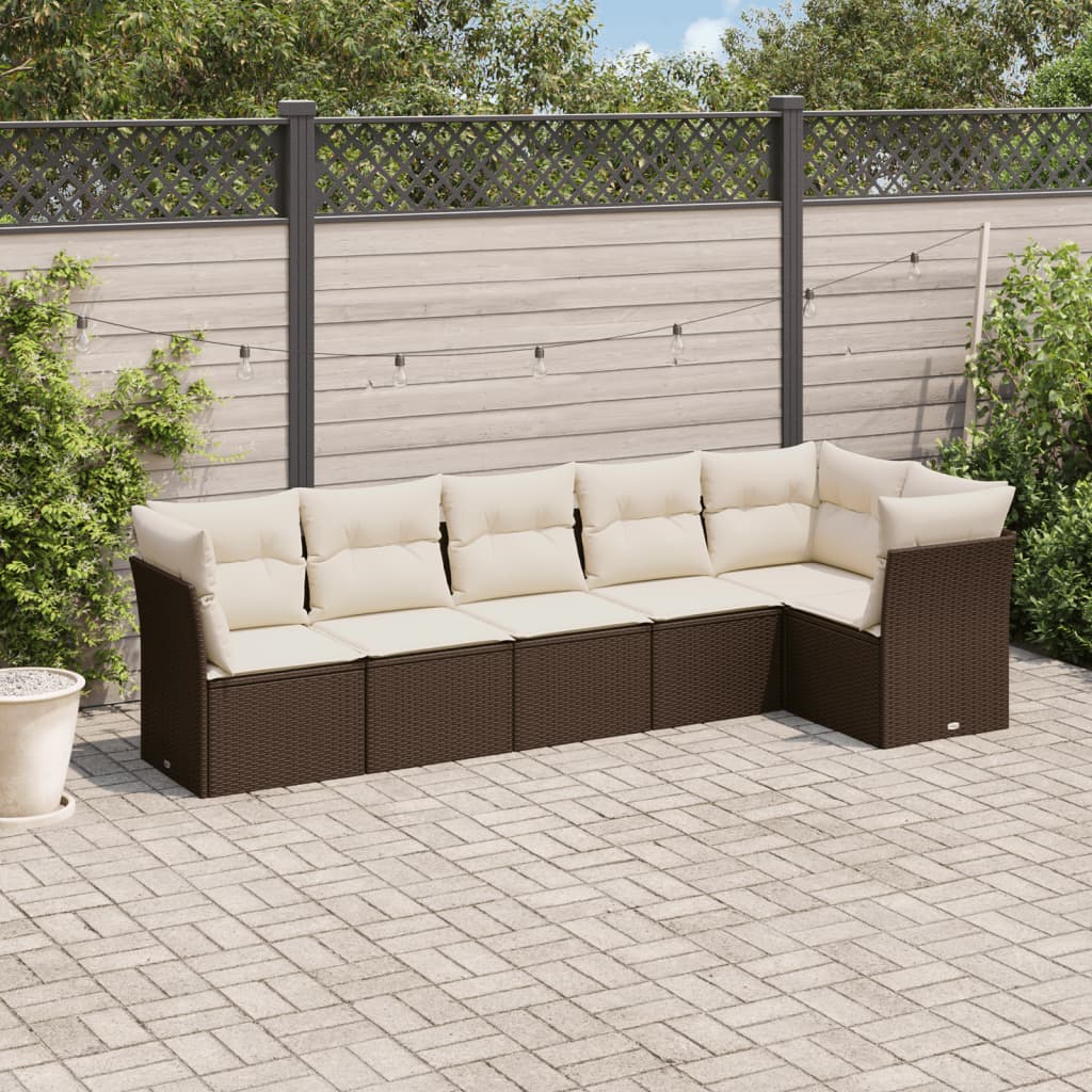 Set Mobilier De Grădină Cu Perne, 6 Piese, , Poliratan