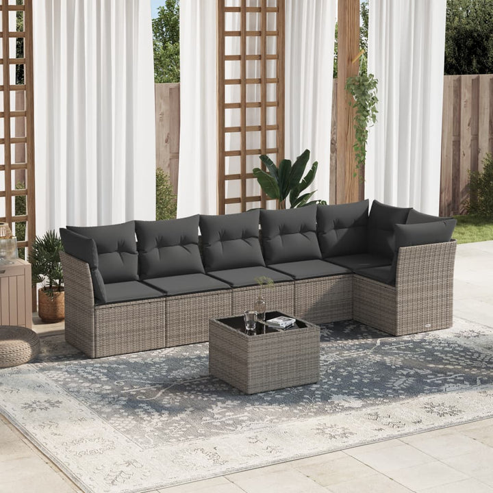 Set Mobilier De Grădină Cu Perne, 6 Piese, , Poliratan