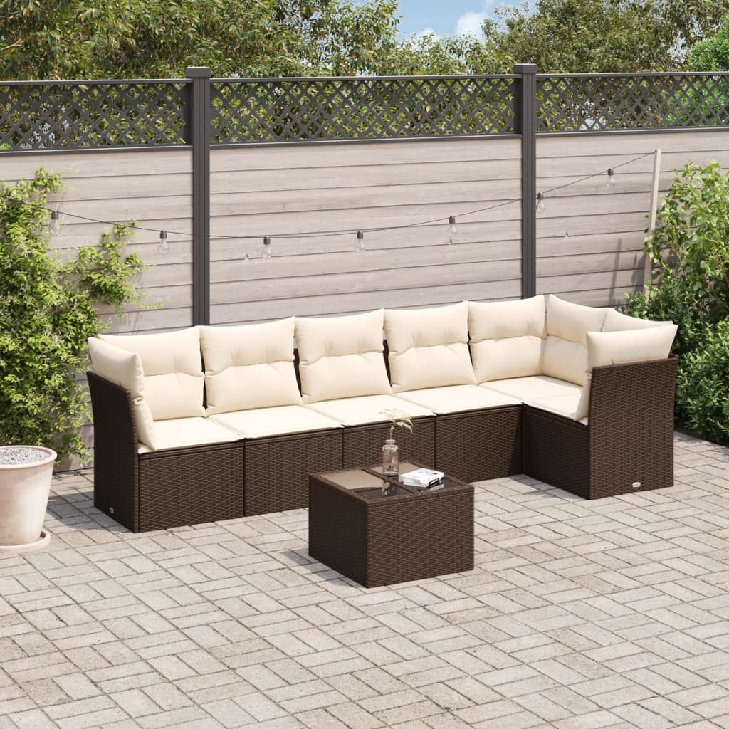 Set Mobilier De Grădină Cu Perne, 6 Piese, , Poliratan