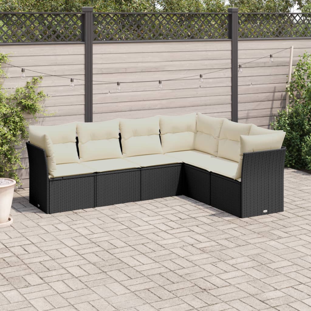 Set Canapele De Grădină Cu Perne, 7 Piese, Maro, Poliratan