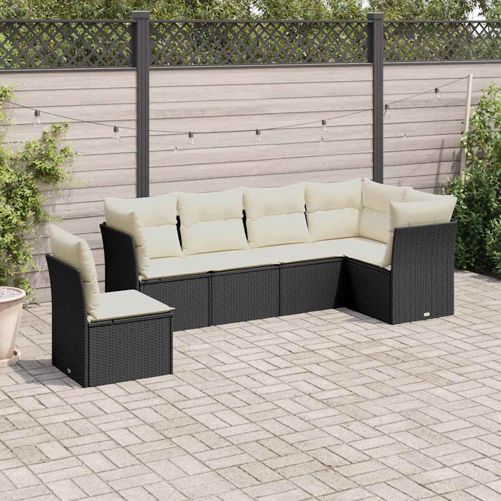 Set Mobilier Grădină Cu Perne, 6 Piese, , Poliratan