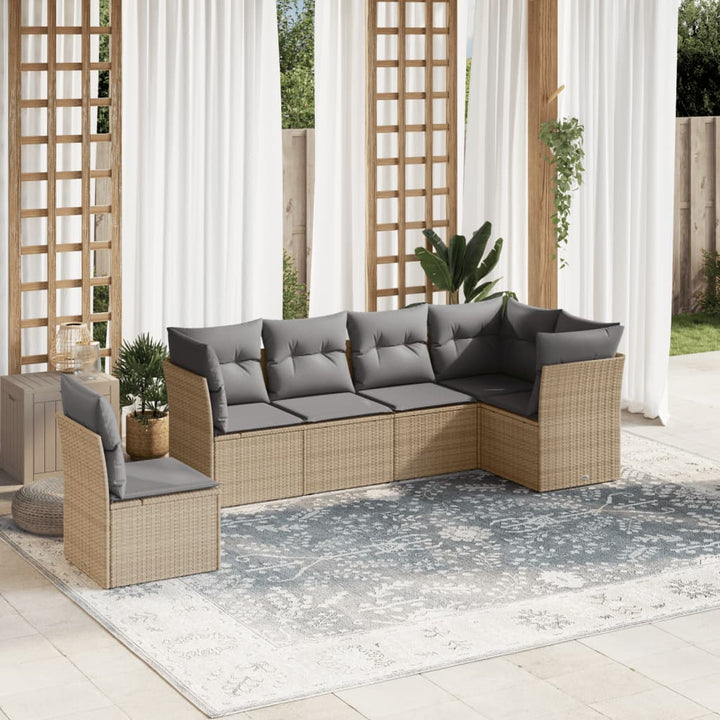 Set Mobilier Grădină Cu Perne, 6 Piese, , Poliratan