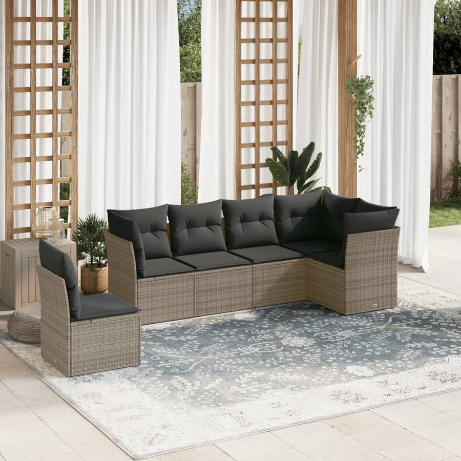 Set Mobilier Grădină Cu Perne, 6 Piese, , Poliratan