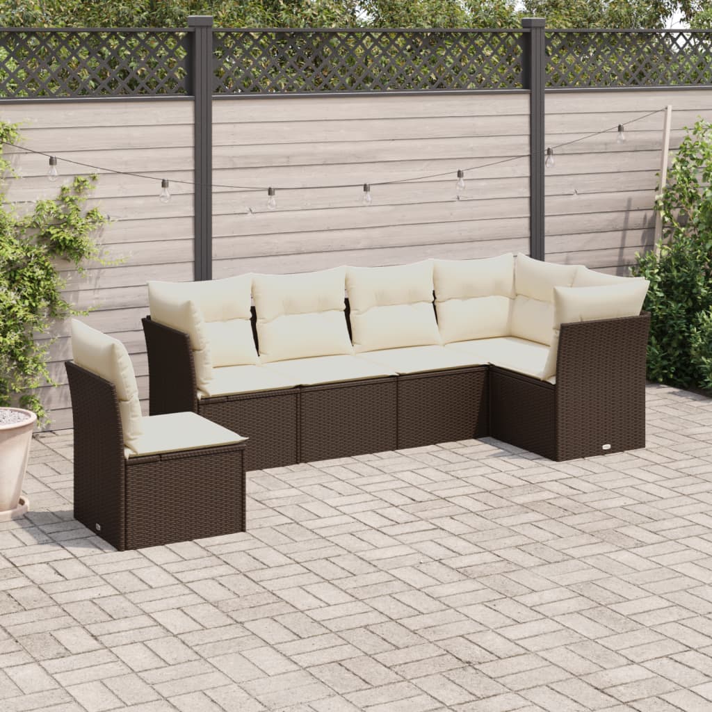 Set Mobilier Grădină Cu Perne, 6 Piese, , Poliratan