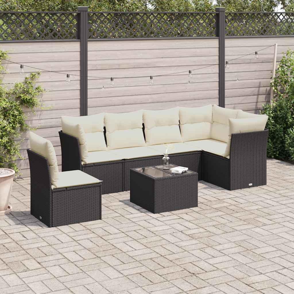 Set Mobilier Grădină Cu Perne, 6 Piese, , Poliratan