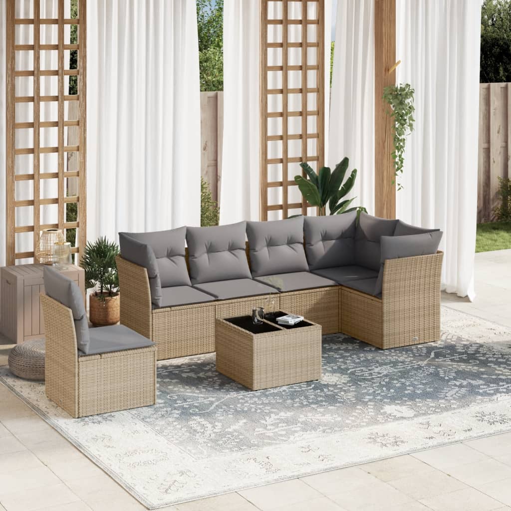 Set Mobilier Grădină Cu Perne, 6 Piese, , Poliratan