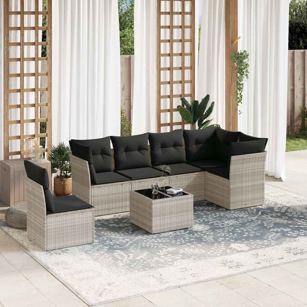 Set Mobilier Grădină Cu Perne, 6 Piese, , Poliratan