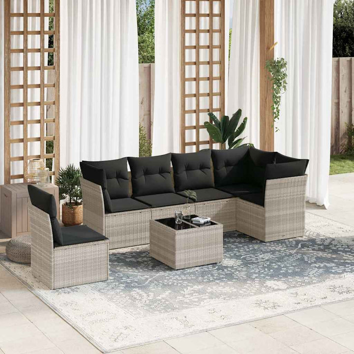 Set Mobilier Grădină Cu Perne, 6 Piese, , Poliratan