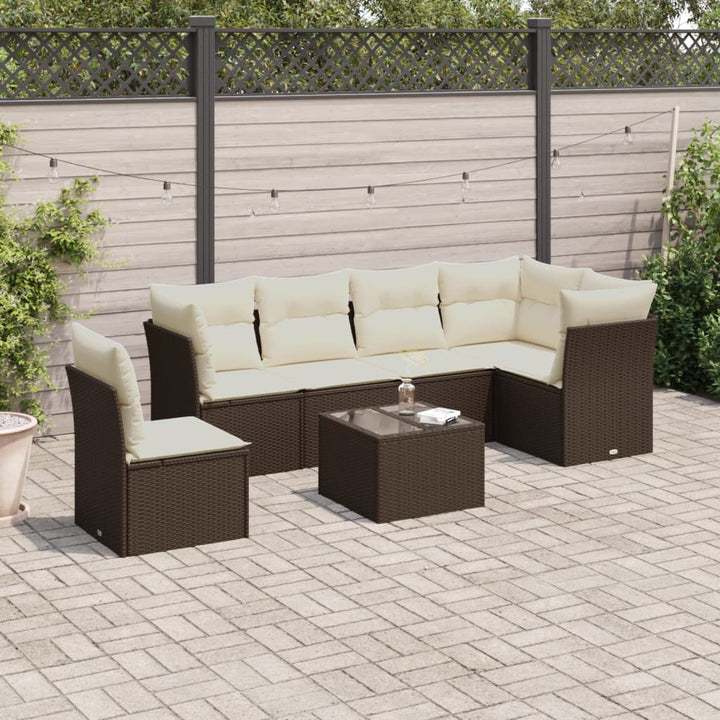 Set Mobilier Grădină Cu Perne, 6 Piese, , Poliratan