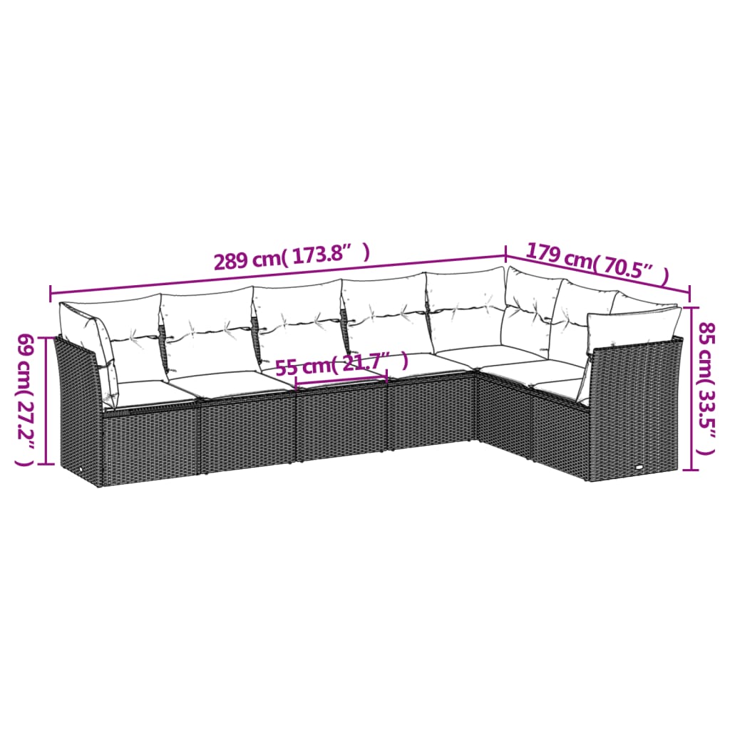 Set Canapele De Grădină Cu Perne, 7 Piese, , Poliratan