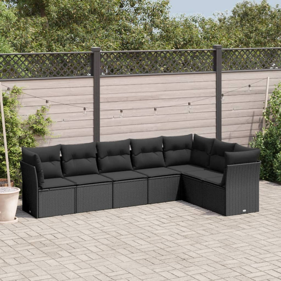Set Canapele De Grădină Cu Perne, 7 Piese, , Poliratan