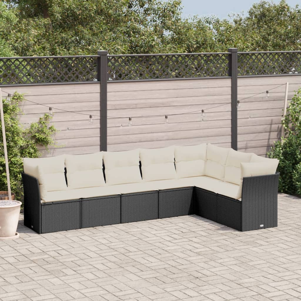 Set Canapele De Grădină Cu Perne, 7 Piese, , Poliratan