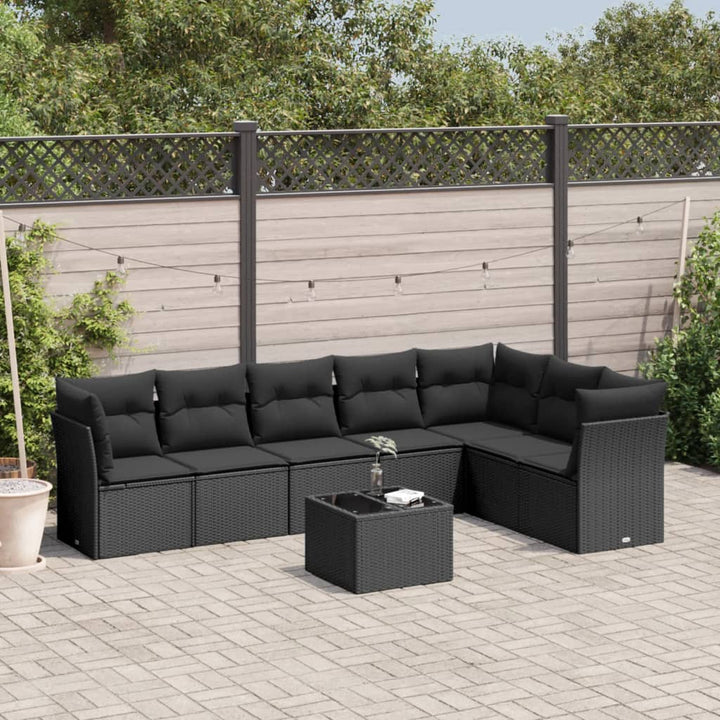 Set Canapele De Grădină Cu Perne, 7 Piese, , Poliratan