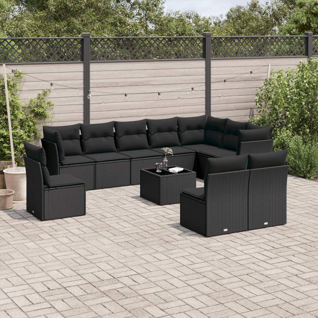 Set Canapele De Grădină Cu Perne, 10 Piese, Bej, Poliratan