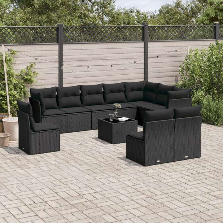 Set Canapele De Grădină Cu Perne, 10 Piese, Bej, Poliratan