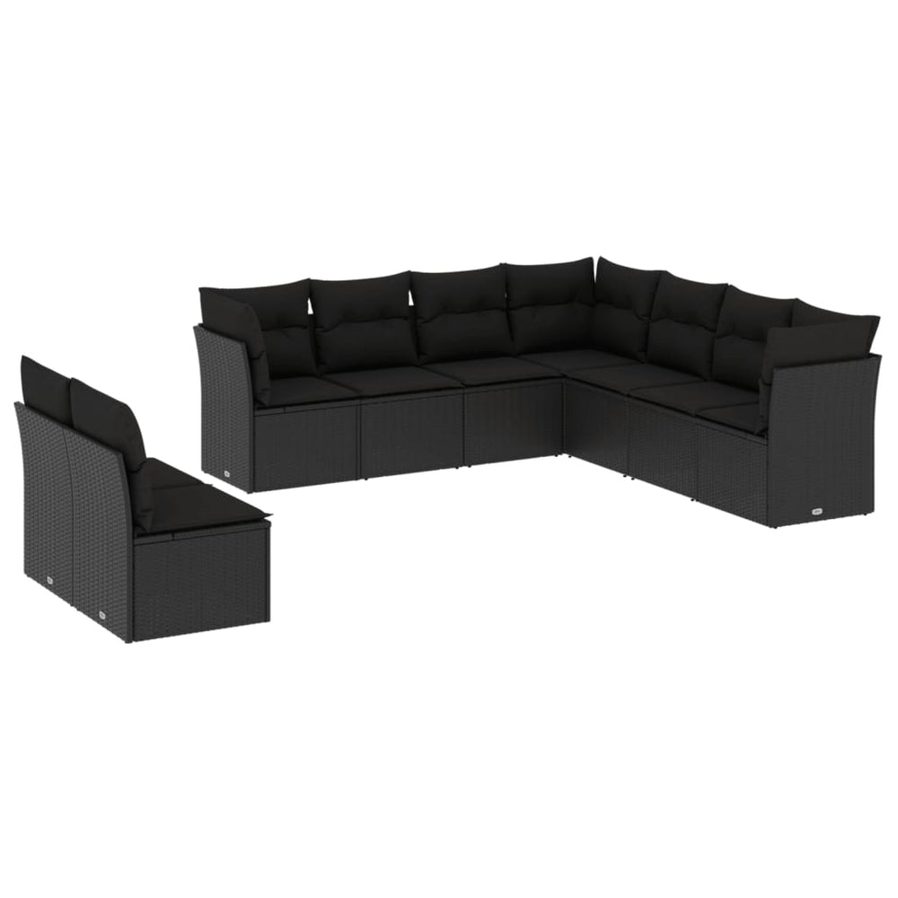 Set Mobilier De Grădină Cu Perne, 9 Piese, , Poliratan