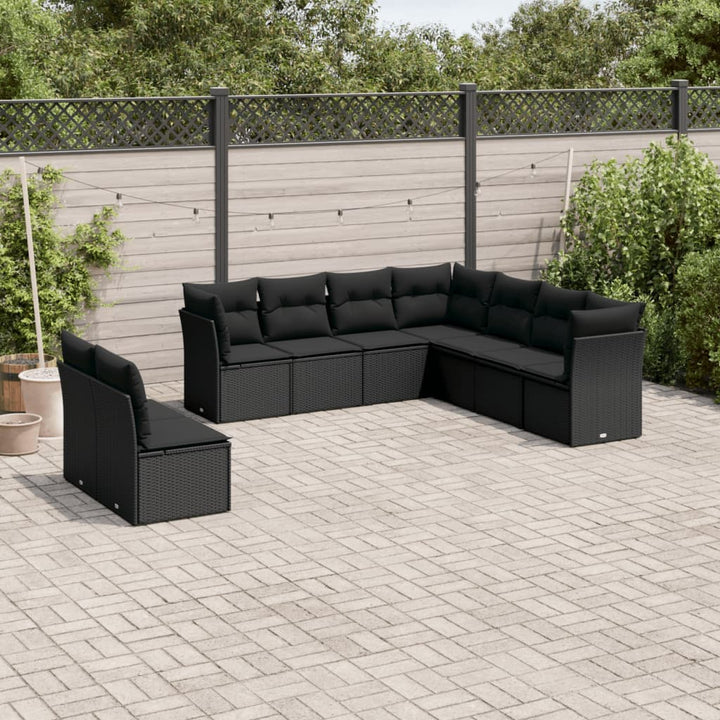 Set Mobilier De Grădină Cu Perne, 9 Piese, , Poliratan
