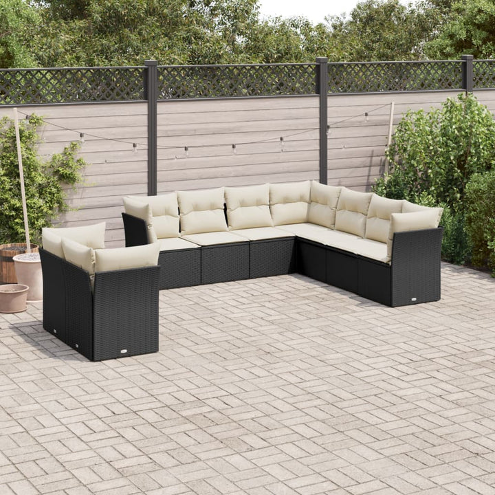 Set Mobilier De Grădină Cu Perne, 9 Piese, , Poliratan